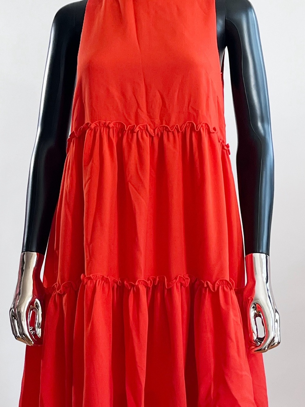 Red Tiered Sleeveless Women's Dress - Elegant Summer Style